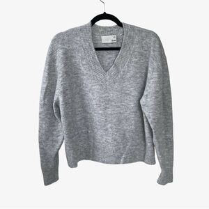 ARITZIA Wilfred Free Alpaca Wool V-Neck Cropped Sweater Grey S